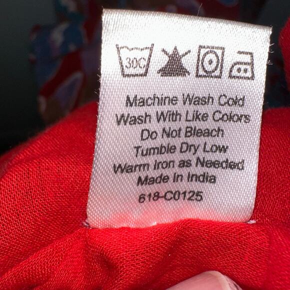 Caroline Constas Dress Large Red Floral Print Cotton Midi V Neck Smock Back - Picture 9 of 11